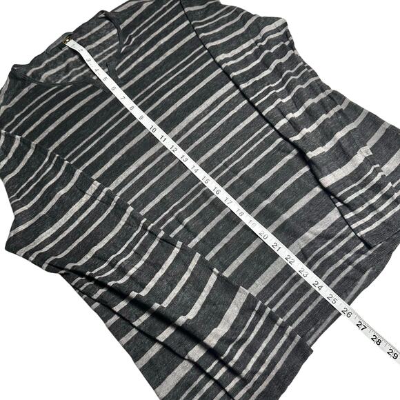 John Varvatos | Men | Dark Stripe Slub Linen Sheer Lightweight LS Shirt | Large - Picture 6 of 9